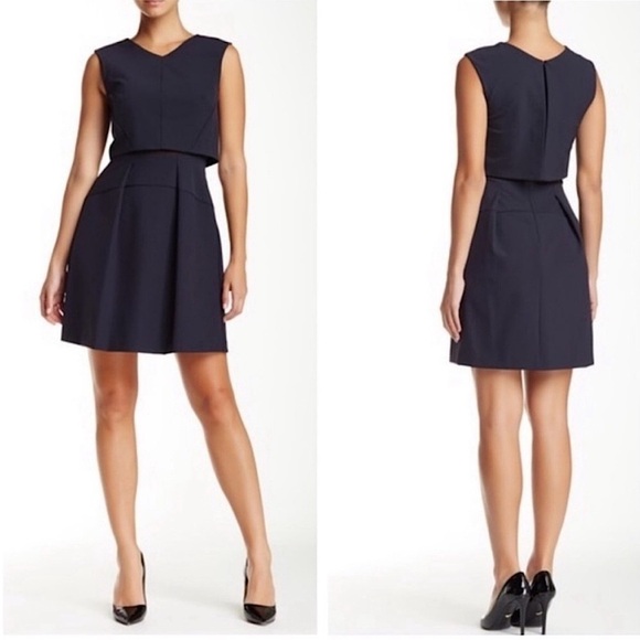 NWT REBECCA TAYLOR Sleeveless Cropped Overlay Pleated Flare Skirt Mini Dress 4 - Picture 1 of 6